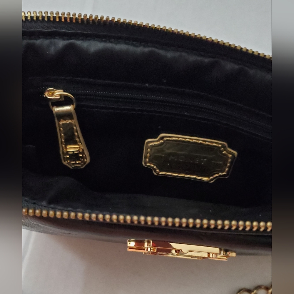Monet Small 100% Leather Convertble Clutch Purse**Removable Chain Strap - Picture 6 of 9